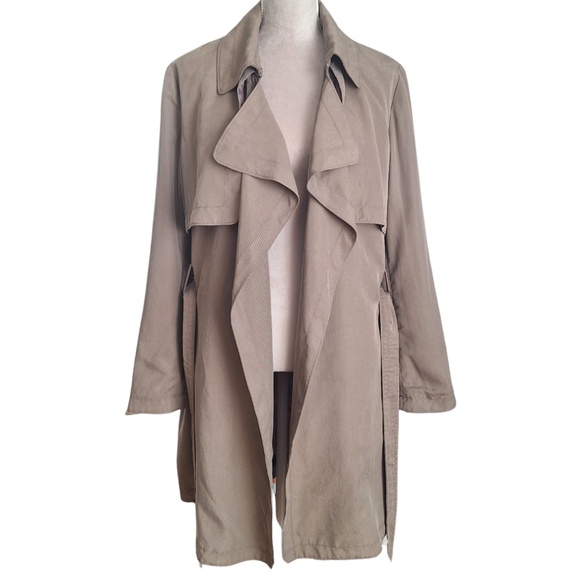 Banana Republic Soft Trench Coat L Taupe Belted Lightweight Jacket Tencel - Picture 1 of 11